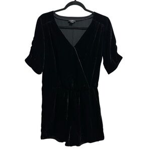 LOFT black velvet crossover neck v neck romper monochrome edgy artsy